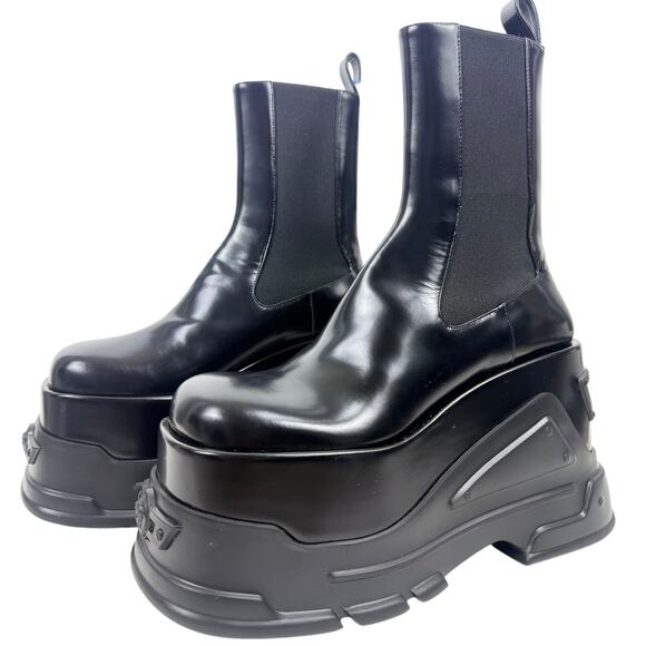Versace Medusa Anthem Oversized Platform Ankle Boots Black Size 38 - Picture 3 of 9